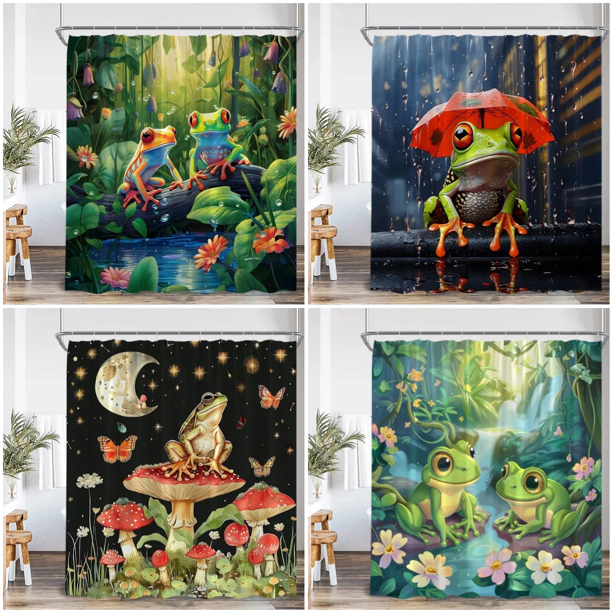 Забавная занавеска для душа в виде лягушки, животное, лист лотоса, пруд, гриб, тропический лес, винтажный летний декор для ванной комнаты, детская занавеска для ванны с крючками
Забавная занавеска для душа в виде лягушки, животное, лист лотоса, пруд, гриб, тропический лес, винтажный летний декор для ванной комнаты, детская занавеска для ванны с крючками