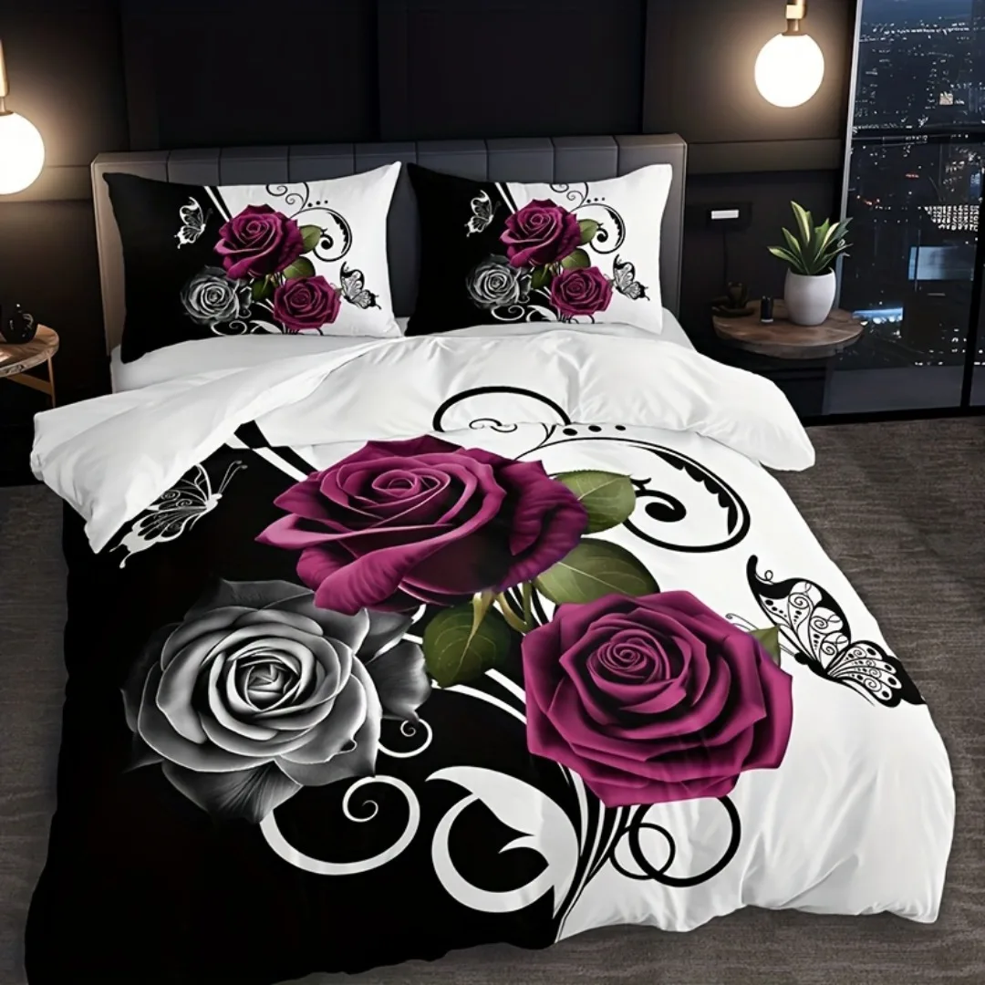3pcs White Red Romantic Roses Bedding Set Soft Duvet Cover Set King Queen Twin Single Size Bithday Gift for Sister Room Decor
3pcs White Red Romantic Roses Bedding Set Soft Duvet Cover Set King Queen Twin Single Size Bithday Gift for Sister Room Decor
