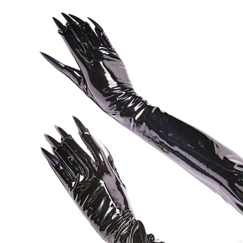 Emaille lederen lange nagels handsc