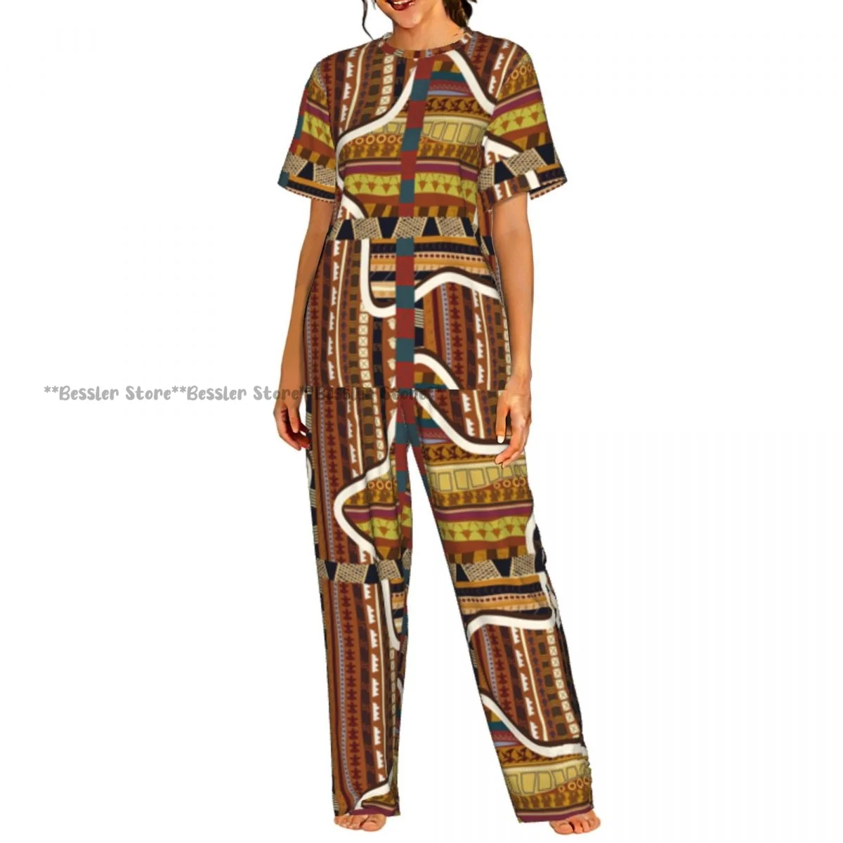 Women's Geometric Stars In The African Style short sleeve trousers casual pajamas set
Women's Geometric Stars In The African Style short sleeve trousers casual pajamas set