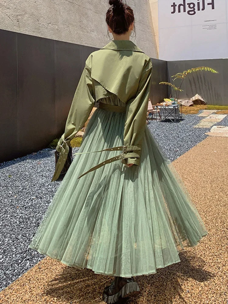Mesh Splicing Windbreaker For Women Lapel Long Sleeves Irregular Belt Trench Coat 2025 Spring Fashion Clothing 2DA8385
Mesh Splicing Windbreaker For Women Lapel Long Sleeves Irregular Belt Trench Coat 2025 Spring Fashion Clothing 2DA8385