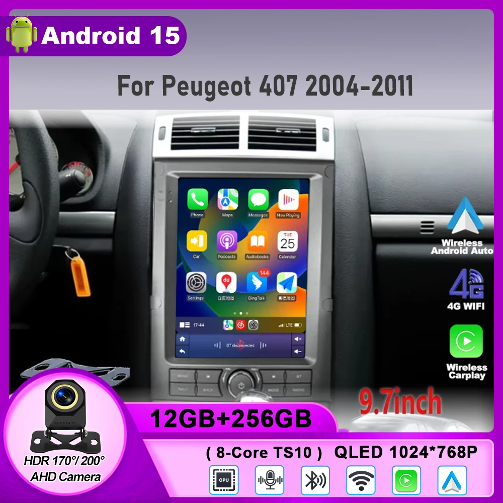 9.7" For Peugeot 407 2004-2011 Tesla Style Android 15 Car Radio Multimedia Video Player Carplay Auto Stereo Navigation 8Core
9.7" For Peugeot 407 2004-2011 Tesla Style Android 15 Car Radio Multimedia Video Player Carplay Auto Stereo Navigation 8Core