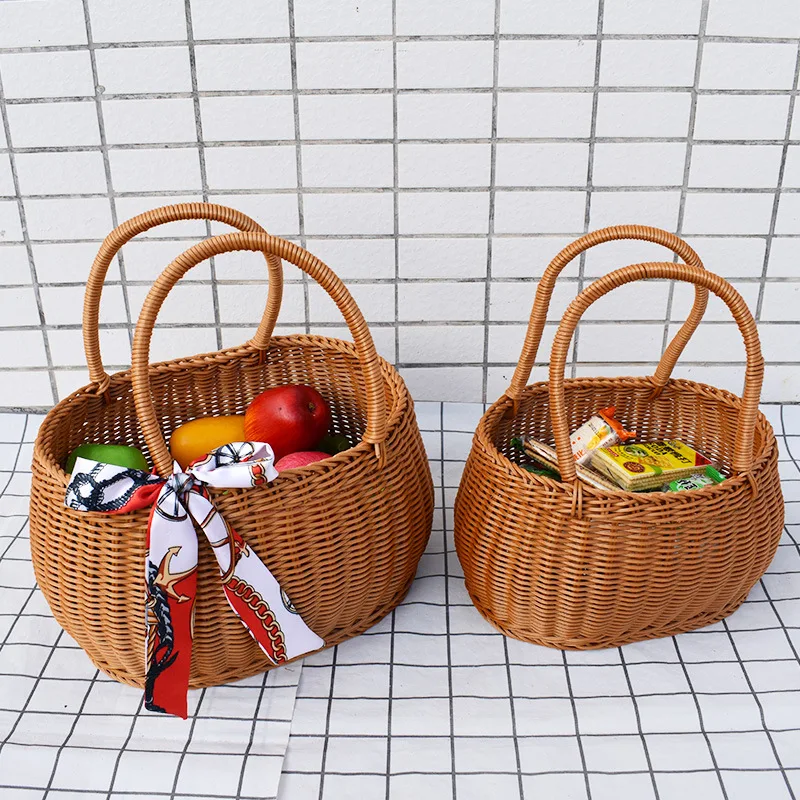Outdoor Picnic Basket Woven PP Handheld Shopping Basket Fruit Basket Gift Basket Vegetable Buying Basket Imitation Rattan
Outdoor Picnic Basket Woven PP Handheld Shopping Basket Fruit Basket Gift Basket Vegetable Buying Basket Imitation Rattan