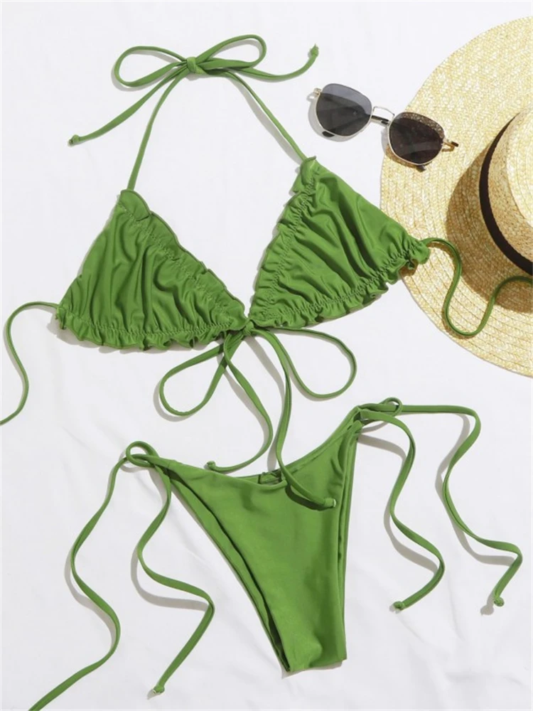 Two Piece Micro Bikini Women Swimsuit 2024 New Solid Ruffle Bikinis Set Sexy Lace Up Swimwear Summer Beach Bathing Suit Female
Two Piece Micro Bikini Women Swimsuit 2024 New Solid Ruffle Bikinis Set Sexy Lace Up Swimwear Summer Beach Bathing Suit Female