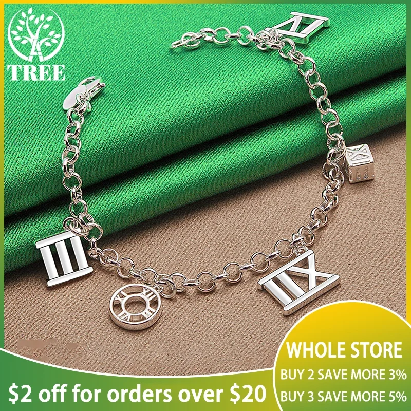 ALITREE 925 Sterling Silver Bracelet Roman Numerals Chain Bracelets Women's Wedding Party Fashion Classic Style Jewelry Gifts
ALITREE 925 Sterling Silver Bracelet Roman Numerals Chain Bracelets Women's Wedding Party Fashion Classic Style Jewelry Gifts