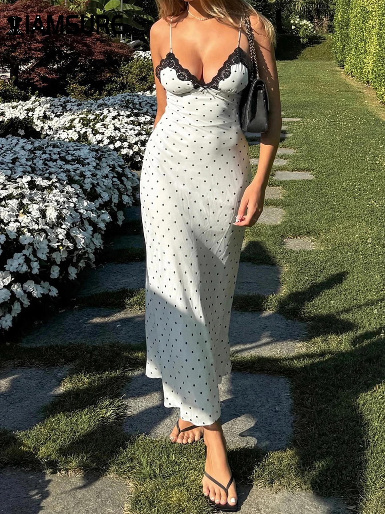 IAMSURE Casual Dot Printed Lace Trim A-Line Dress Sexy Slim Deep V-Neck Sleeveless Maxi Dresses For Women 2024 Summer Fashion
IAMSURE Casual Dot Printed Lace Trim A-Line Dress Sexy Slim Deep V-Neck Sleeveless Maxi Dresses For Women 2024 Summer Fashion