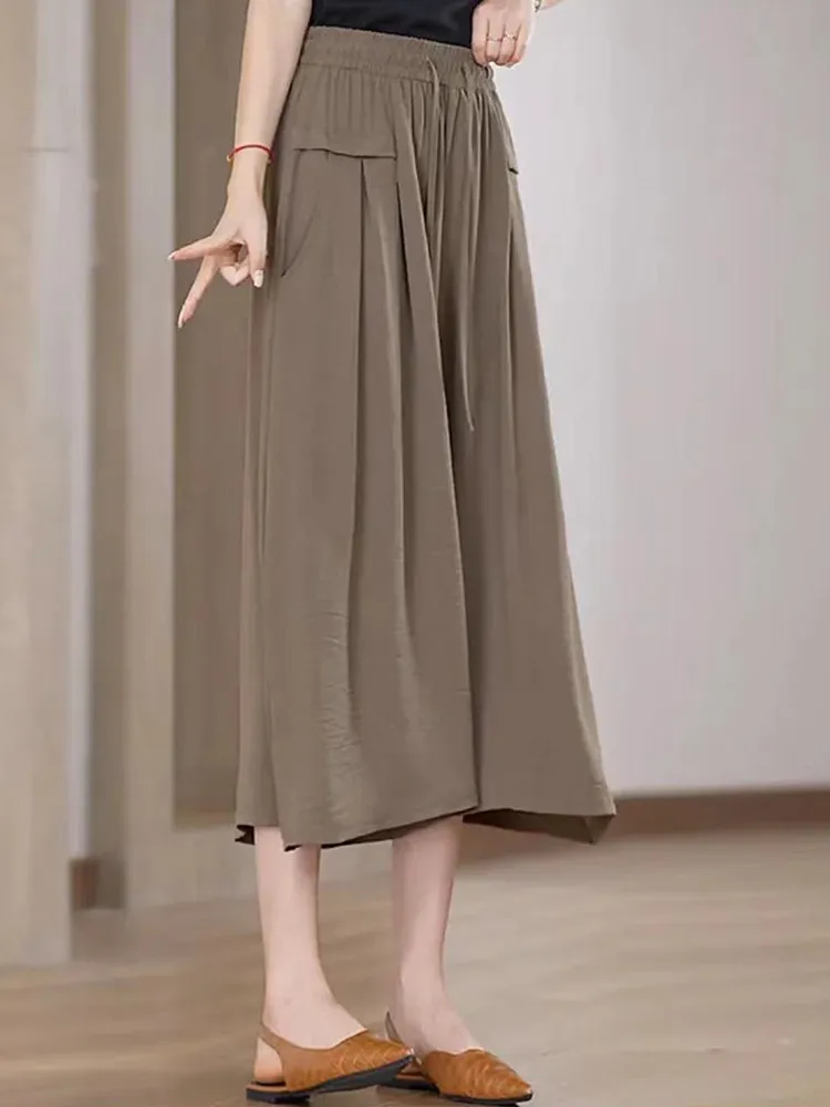 Casual Ice Silk Quick Dry Seven-Foot Wide Leg Pants Skirt Women Summer Thin Loose High Waist Draping Sembach Pants Half Skirt...
Casual Ice Silk Quick Dry Seven-Foot Wide Leg Pants Skirt Women Summer Thin Loose High Waist Draping Sembach Pants Half Skirt...