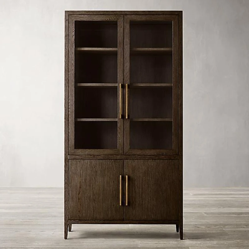 American solid wood combination with glass door household bookshelf dustproof floor-to-wall locker furniture solid wood
American solid wood combination with glass door household bookshelf dustproof floor-to-wall locker furniture solid wood