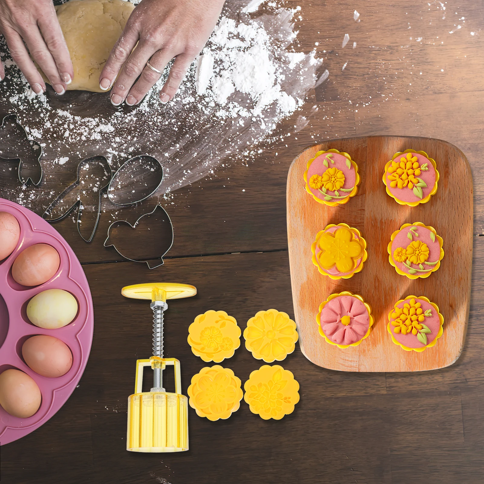 1 set Moon Cake Mold Mold Flower Shaped Baking Tool Reusable Food Grade Decorative Pattern Cookie Molder Chinese
1 set Moon Cake Mold Mold Flower Shaped Baking Tool Reusable Food Grade Decorative Pattern Cookie Molder Chinese