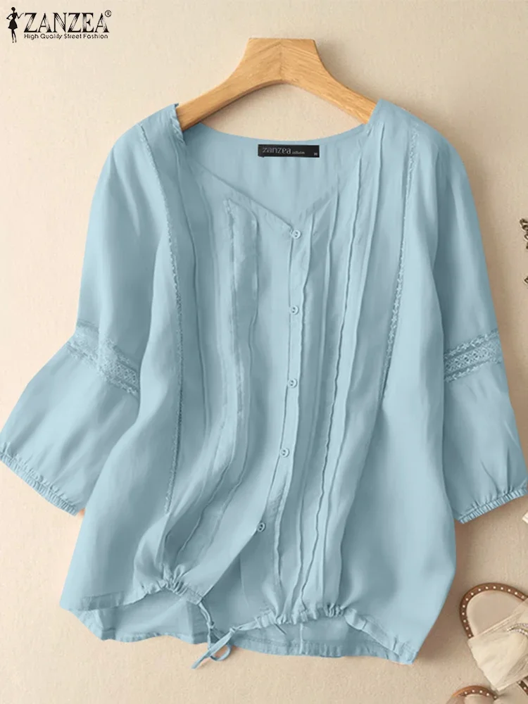 ZANZEA женская летняя рубашка 2025 модная кружевная блузка с v-образным вырезом повседневная однотонная туника с рукавами 3/4, топ, элегантная женская блузка, уличная одежда
ZANZEA женская летняя рубашка 2025 модная кружевная блузка с v-образным вырезом повседневная однотонная туника с рукавами 3/4, топ, элегантная женская блузка, уличная одежда