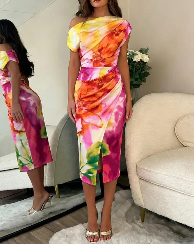 Women's Dress 2026 Spring Summer New Fashion Floral Print Slanted Neck Pleated Wrapped Slim Fit Short Sleeve Casual Long Dress
Women's Dress 2026 Spring Summer New Fashion Floral Print Slanted Neck Pleated Wrapped Slim Fit Short Sleeve Casual Long Dress