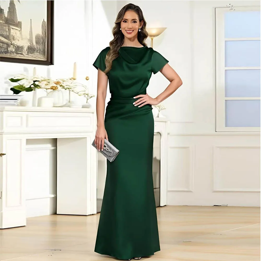 Customized Elegant Dark Green Satin Mermaid Evening Dresses 2026 Cowl Neck Short Sleeve Long Formal Gown for Bridal Gown
Customized Elegant Dark Green Satin Mermaid Evening Dresses 2026 Cowl Neck Short Sleeve Long Formal Gown for Bridal Gown
