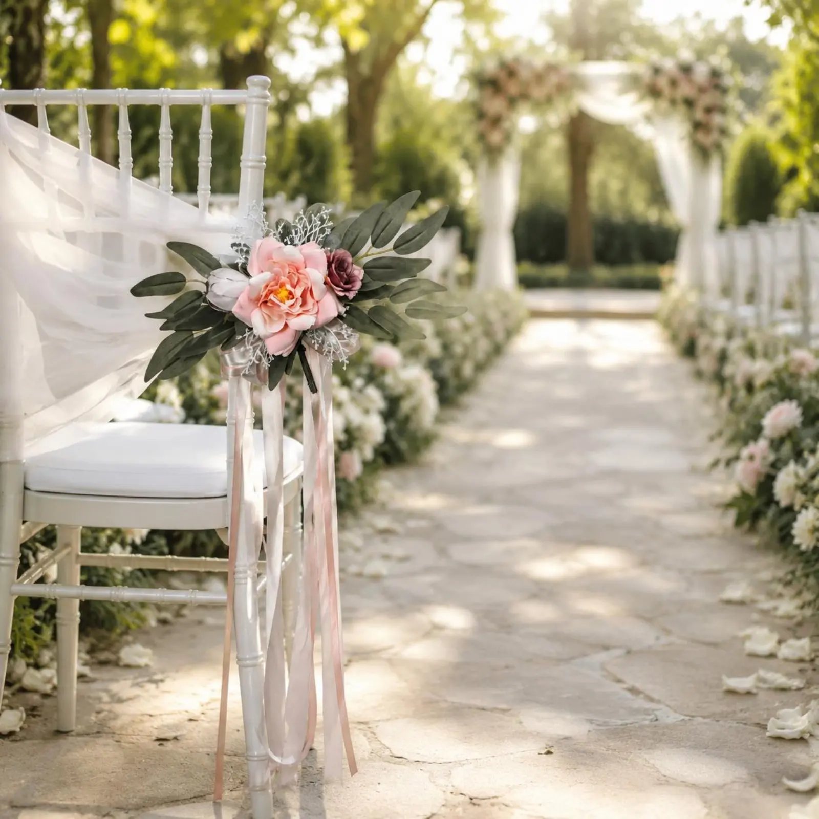 Wedding Chair Flowers Easy to Use Chair Back Floral Garland Ceremony Accessory Never Wilt Eucalyptus Leaves for Banquet
Wedding Chair Flowers Easy to Use Chair Back Floral Garland Ceremony Accessory Never Wilt Eucalyptus Leaves for Banquet