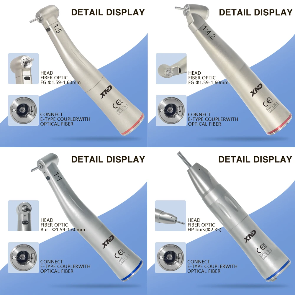 XND Dental Brushless Motor LED Fiber Optic Handpiece set 1:5 Red Ring 1:4.2 Increasing Speed 1:1 Contra-Angle 1:1 Straight Nose
XND Dental Brushless Motor LED Fiber Optic Handpiece set 1:5 Red Ring 1:4.2 Increasing Speed 1:1 Contra-Angle 1:1 Straight Nose