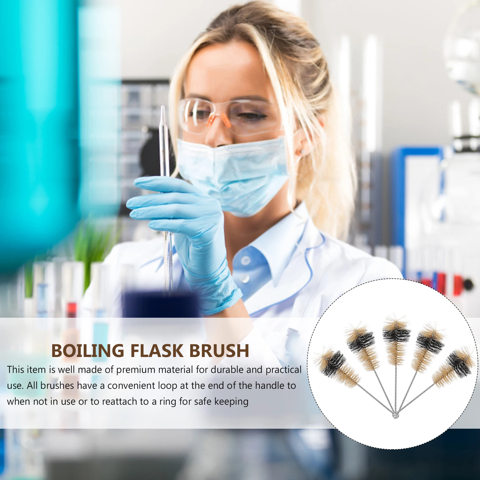 5 Pcs Flask Brush Premium Material Cleaning Beaker Cylinder with Cover Cleaner Washer Pig Hair Set
5 Pcs Flask Brush Premium Material Cleaning Beaker Cylinder with Cover Cleaner Washer Pig Hair Set