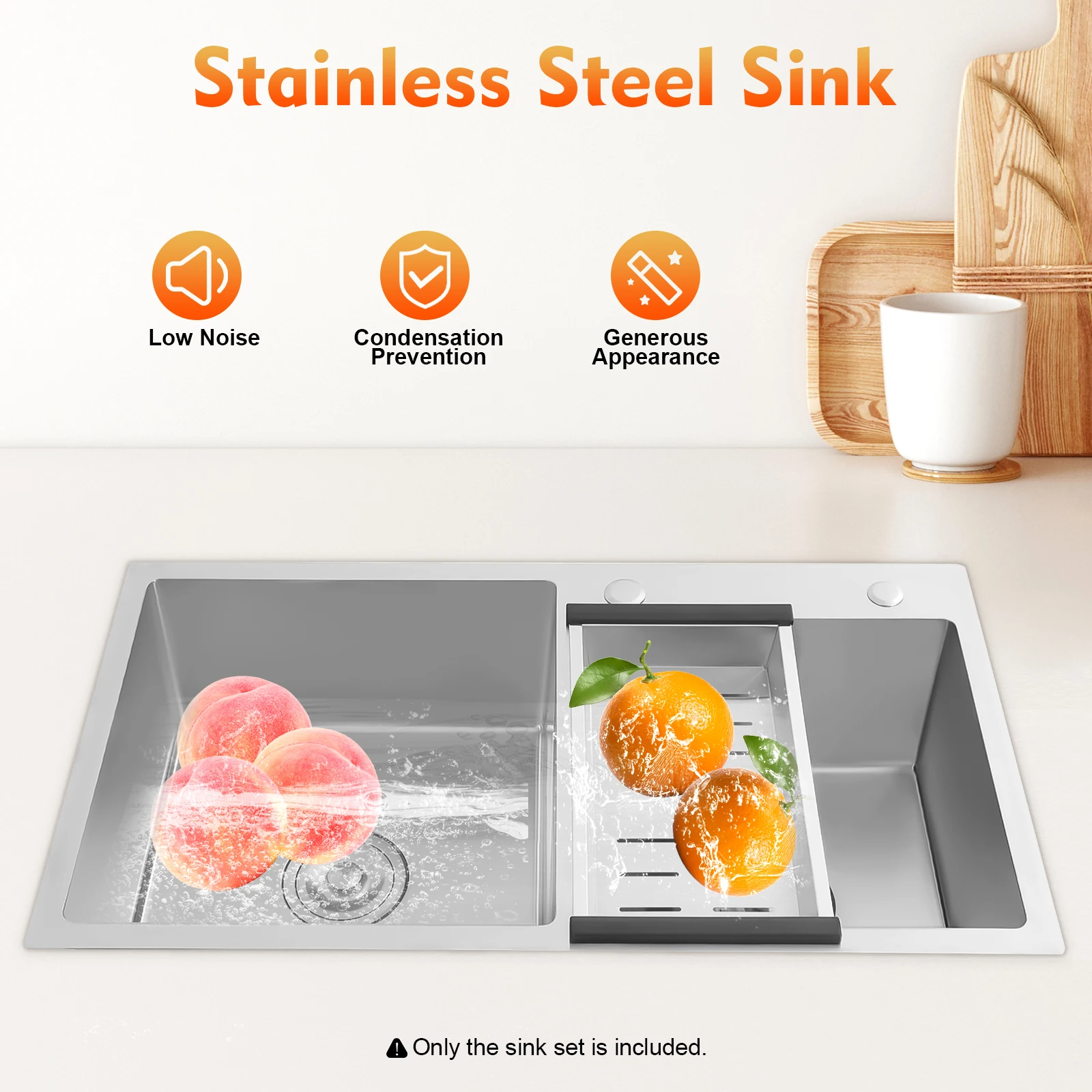Nano-Coated Anti-scratch Stainless Steel Sink, 30 Inch Two-bowl Topmount Kitchen Basin for Home Daily Use
Nano-Coated Anti-scratch Stainless Steel Sink, 30 Inch Two-bowl Topmount Kitchen Basin for Home Daily Use