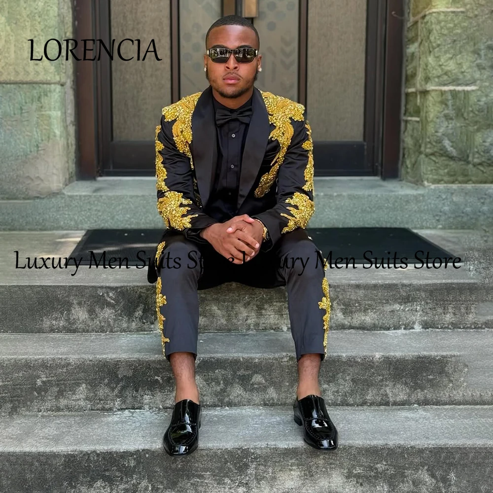 Luxury Applique Ornament Suits for Men Shawl Collar 2 Pieces Wedding Party Outfits Customized Blazer Pants Set costumes homme
Luxury Applique Ornament Suits for Men Shawl Collar 2 Pieces Wedding Party Outfits Customized Blazer Pants Set costumes homme