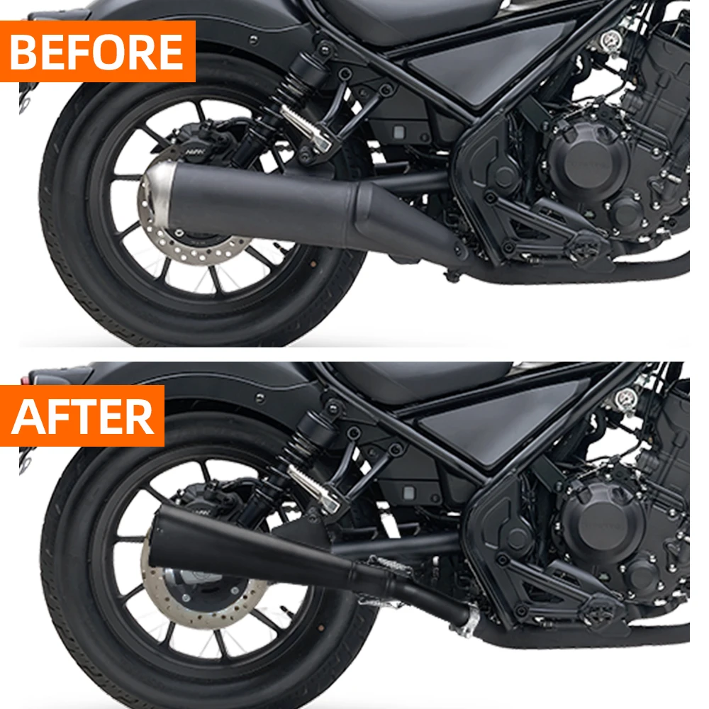 Black motorcycle escape exhaust pipe muffler suitable for Honda CM300, CM500, Rebel500
Black motorcycle escape exhaust pipe muffler suitable for Honda CM300, CM500, Rebel500