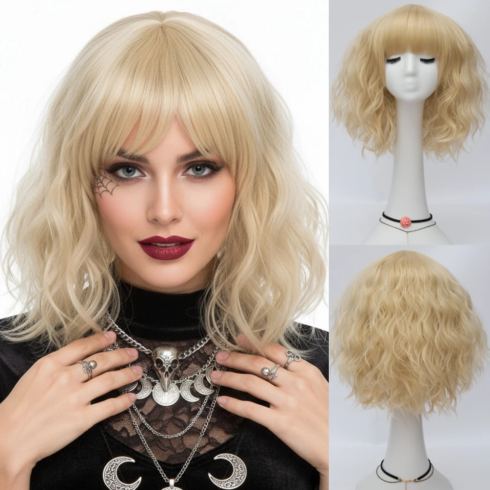 GAKA Синтетические волосы Женский короткий волнистый светлый парик для косплея с челкой Термостойкий парик
GAKA Синтетические волосы Женский короткий волнистый светлый парик для косплея с челкой Термостойкий парик