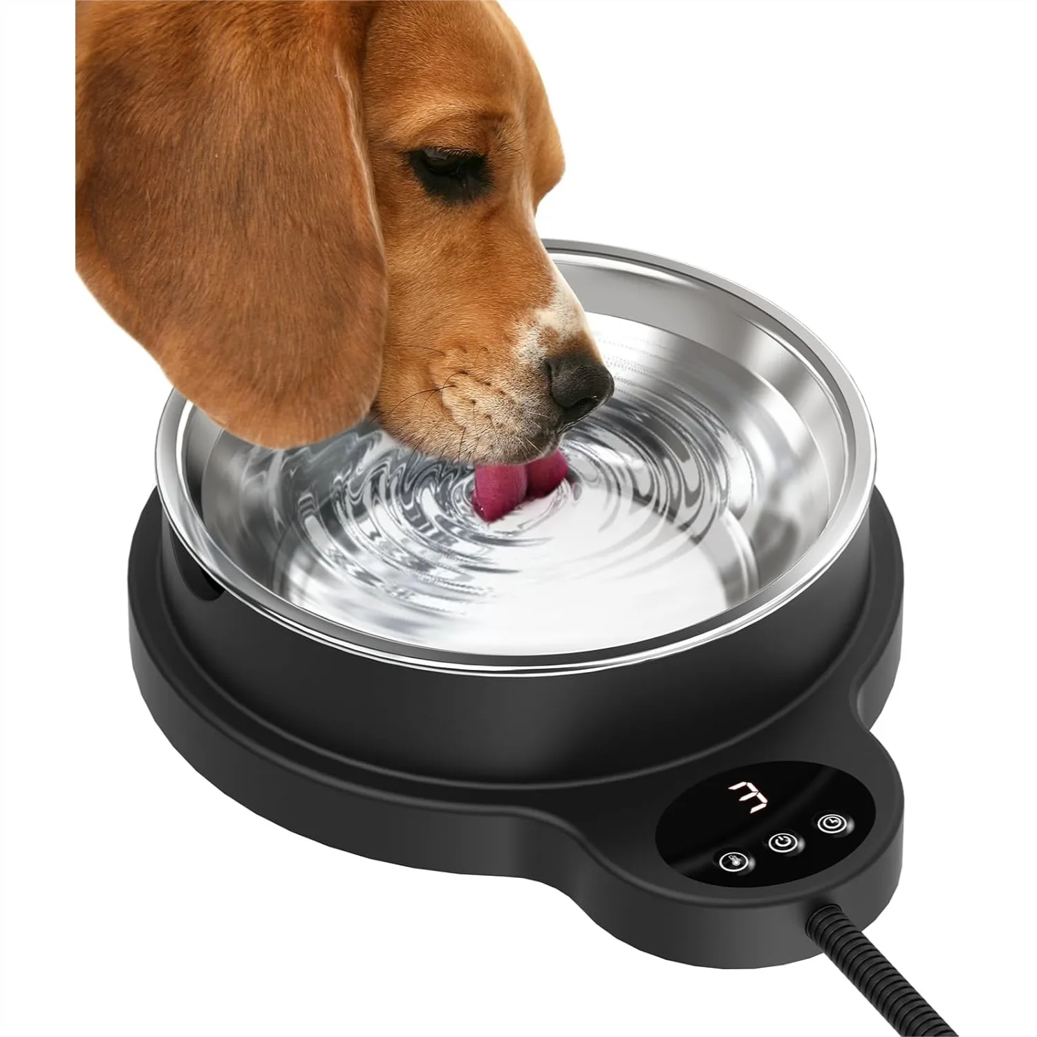 Heated Water Bowl for Dog & Cat, 3 Temp Settings & 12H Timer, 50oz Stainless Steel, Anti-Chew Cord, Outdoor Pet Waterer for
Heated Water Bowl for Dog & Cat, 3 Temp Settings & 12H Timer, 50oz Stainless Steel, Anti-Chew Cord, Outdoor Pet Waterer for