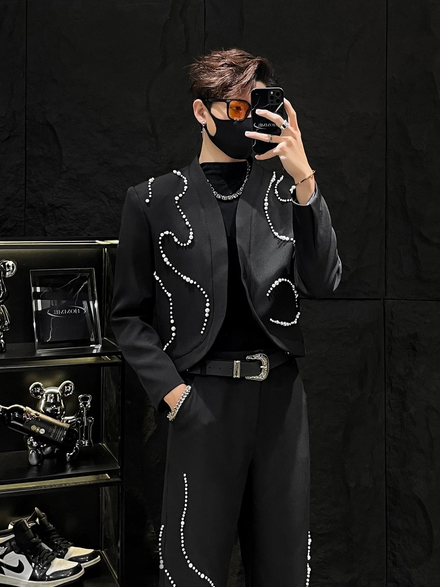 ort Pearl Embellied Suit Jaet Мужской роскошный комплект брюк без воротника с прямыми штанинами Молодежный модный осенний повседневный комплект без пуговиц Proc
ort Pearl Embellied Suit Jaet Мужской роскошный комплект брюк без воротника с прямыми штанинами Молодежный модный осенний повседневный комплект без пуговиц Proc