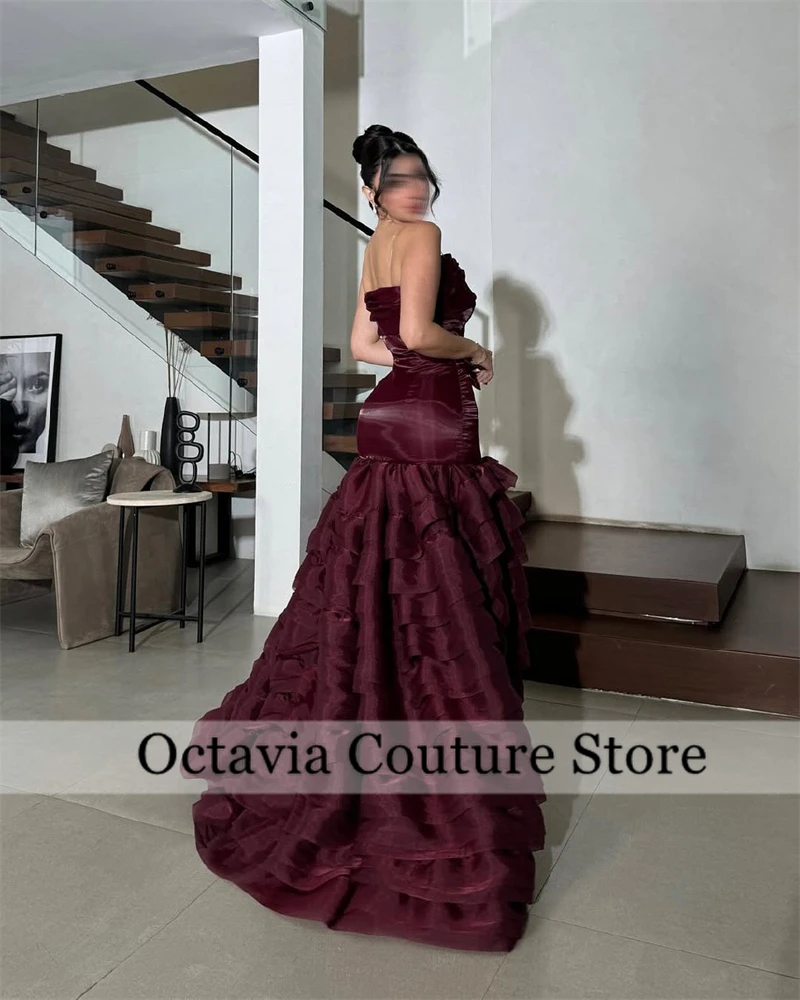 Saudi Burgundy Evening Dresses 2025 Elegant Strapless Summer Festival Party Dresses Prom Dress فساتين حفلة موسيقية Customized
Saudi Burgundy Evening Dresses 2025 Elegant Strapless Summer Festival Party Dresses Prom Dress فساتين حفلة موسيقية Customized