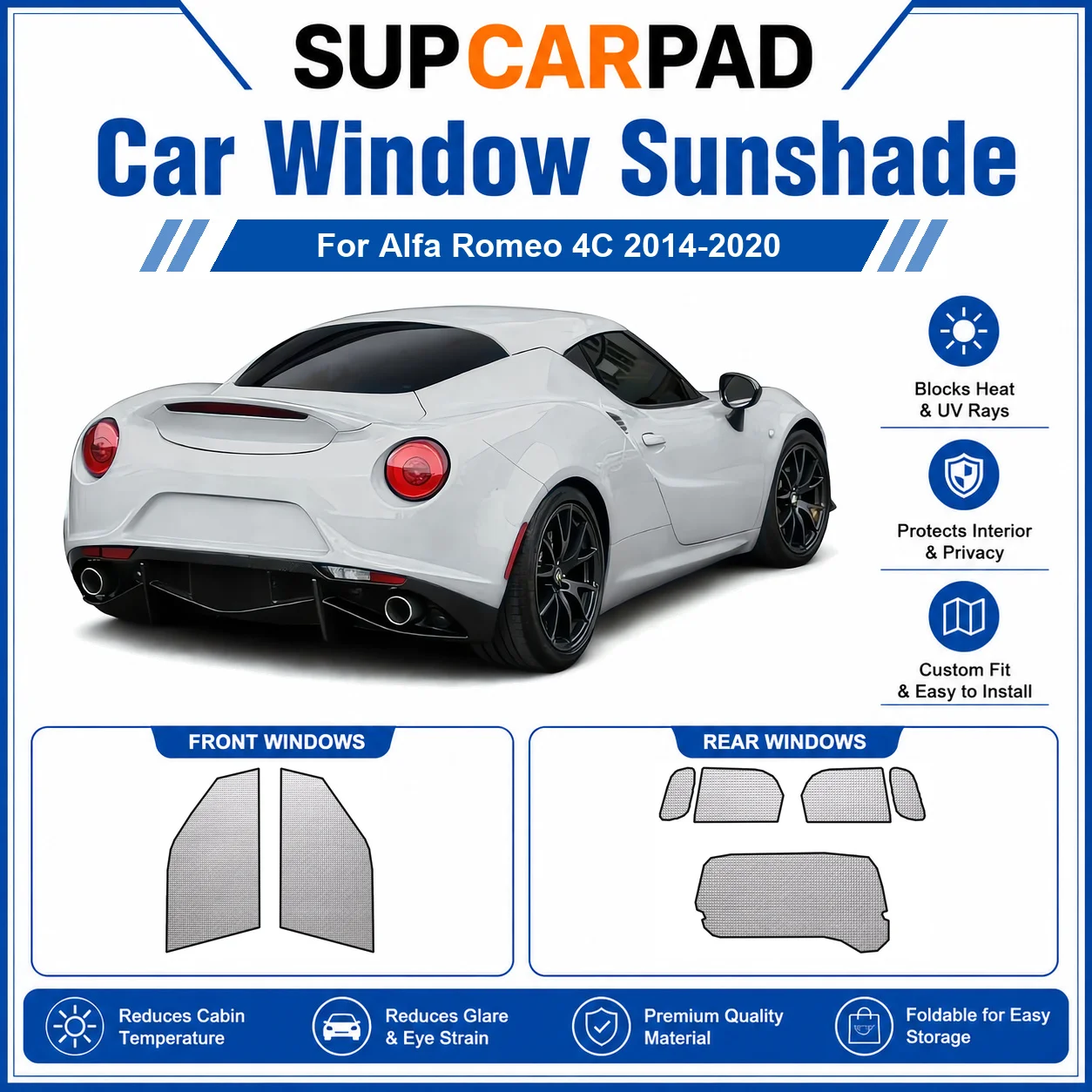 For Alfa Romeo - Alfa Romeo 4C 2014-2020 Full Set Car Window Sunshades UV Block Privacy Heat Insulated Foldable Car Curtain
For Alfa Romeo - Alfa Romeo 4C 2014-2020 Full Set Car Window Sunshades UV Block Privacy Heat Insulated Foldable Car Curtain