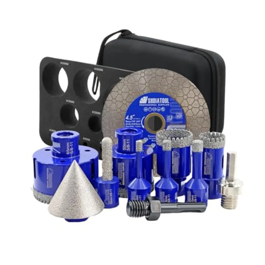 Diamond Drill Bits Kit - Core Bits Hole Saw Sets, Mould Guide for Drilling Porcelain Tile Marble Ceramic Granite with Hollow EV
Diamond Drill Bits Kit - Core Bits Hole Saw Sets, Mould Guide for Drilling Porcelain Tile Marble Ceramic Granite with Hollow EV