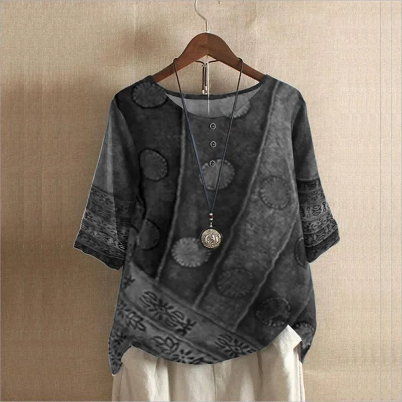 Ethnic Style Women's O-neck Digital Vintage Print Loose Shirt Oversized Half Sleeve Blouses Tops Women Harajuku Casual Pullover
Ethnic Style Women's O-neck Digital Vintage Print Loose Shirt Oversized Half Sleeve Blouses Tops Women Harajuku Casual Pullover