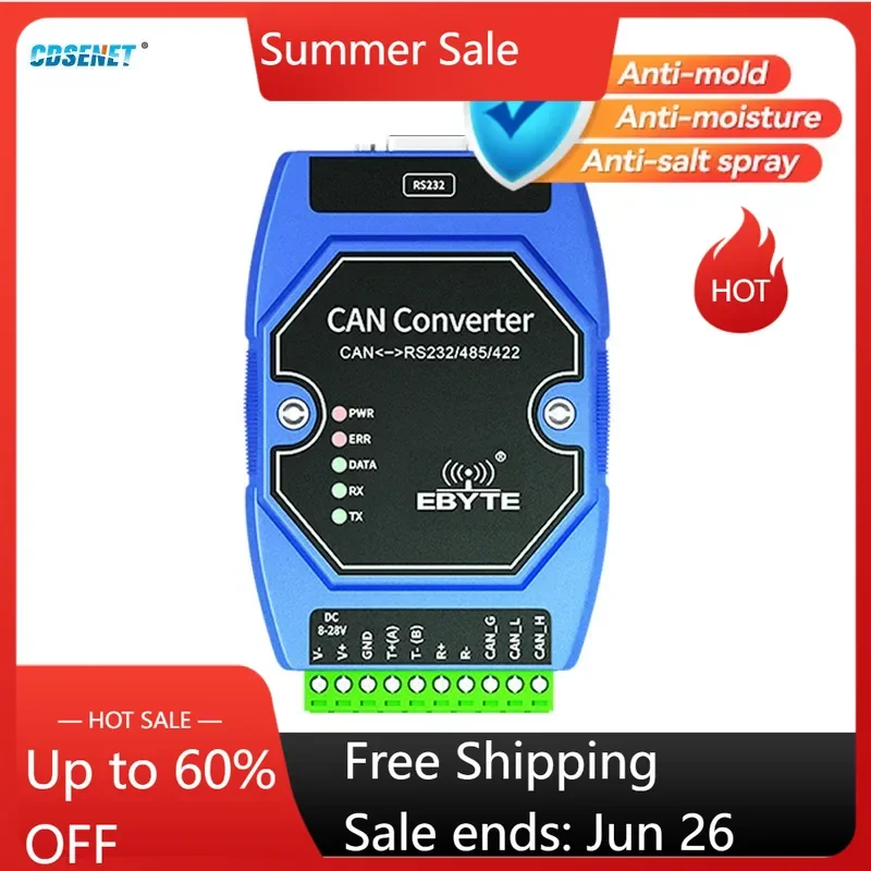 CAN to RS485 RS232 RS422 CANBUS Serial Protocal Converter 2-Way Transparent Data transmission CDSENET ECAN-401S CAN 2.0 Modbus
CAN to RS485 RS232 RS422 CANBUS Serial Protocal Converter 2-Way Transparent Data transmission CDSENET ECAN-401S CAN 2.0 Modbus