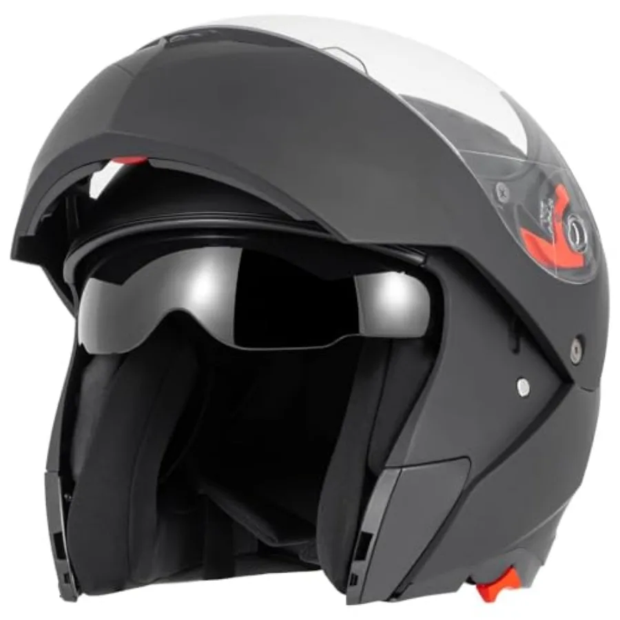 DOT Approved Modular Flip-Up Dual Visor Motorcycle Full Face Helmet for Adults Men and Women with 2 Removable Visors 1 Clear +
DOT Approved Modular Flip-Up Dual Visor Motorcycle Full Face Helmet for Adults Men and Women with 2 Removable Visors 1 Clear +