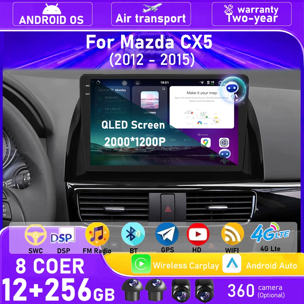 Car Radio Multimedia Video Player GPS Navigation Stereo For Mazda CX5 CX-5 CX 5 2012-2015 Android 16 Auto CarPlay 360 Camera DSP
Car Radio Multimedia Video Player GPS Navigation Stereo For Mazda CX5 CX-5 CX 5 2012-2015 Android 16 Auto CarPlay 360 Camera DSP