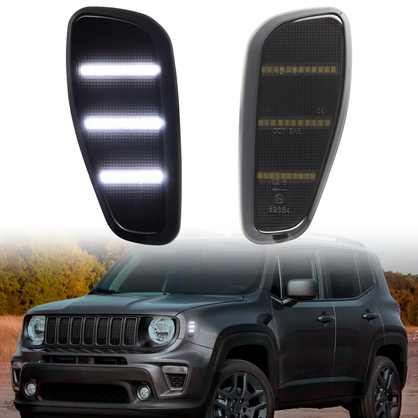 NEW Front Bumper LED Side Marker Indicator Lights for Jeep Renegade BU Trailhawk SUV Sport Latitude Blinker Reflector Lamps
NEW Front Bumper LED Side Marker Indicator Lights for Jeep Renegade BU Trailhawk SUV Sport Latitude Blinker Reflector Lamps
