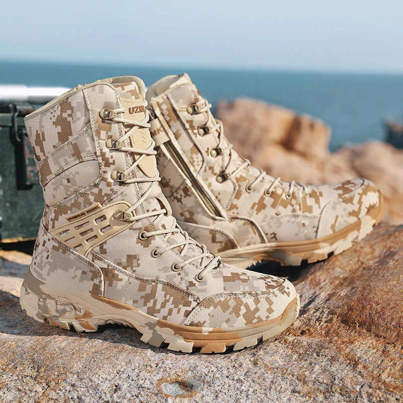 Men's Camouflage Tactical Boots Anti-slip Outdoor Desert Training Boots Waterproof Mountain Climbing Shoes Male Hunting Boots
Men's Camouflage Tactical Boots Anti-slip Outdoor Desert Training Boots Waterproof Mountain Climbing Shoes Male Hunting Boots