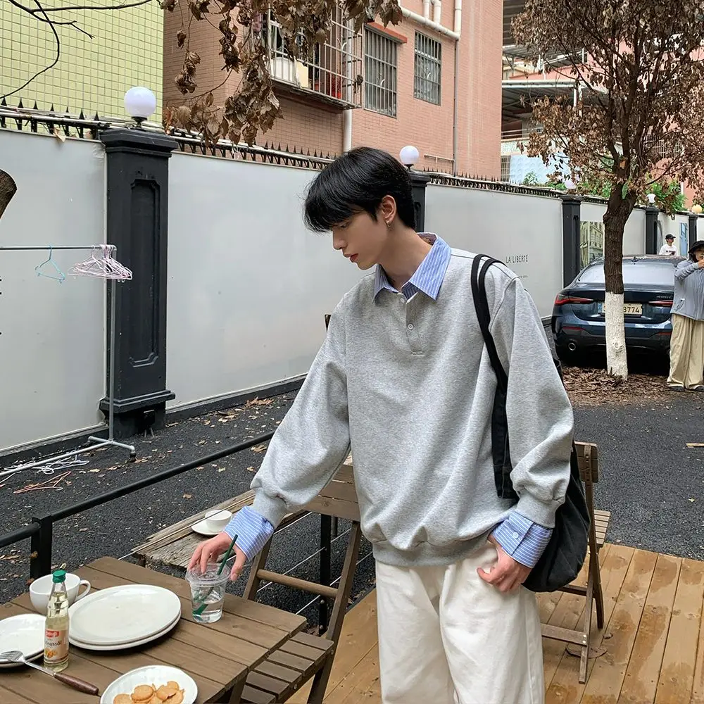 Korean Fashion Fake Two-piece Patchwork Sweatshirt Men and Women Long Sleeve Harajuku Shirt Collar Loose Pullover Streetwear
Korean Fashion Fake Two-piece Patchwork Sweatshirt Men and Women Long Sleeve Harajuku Shirt Collar Loose Pullover Streetwear