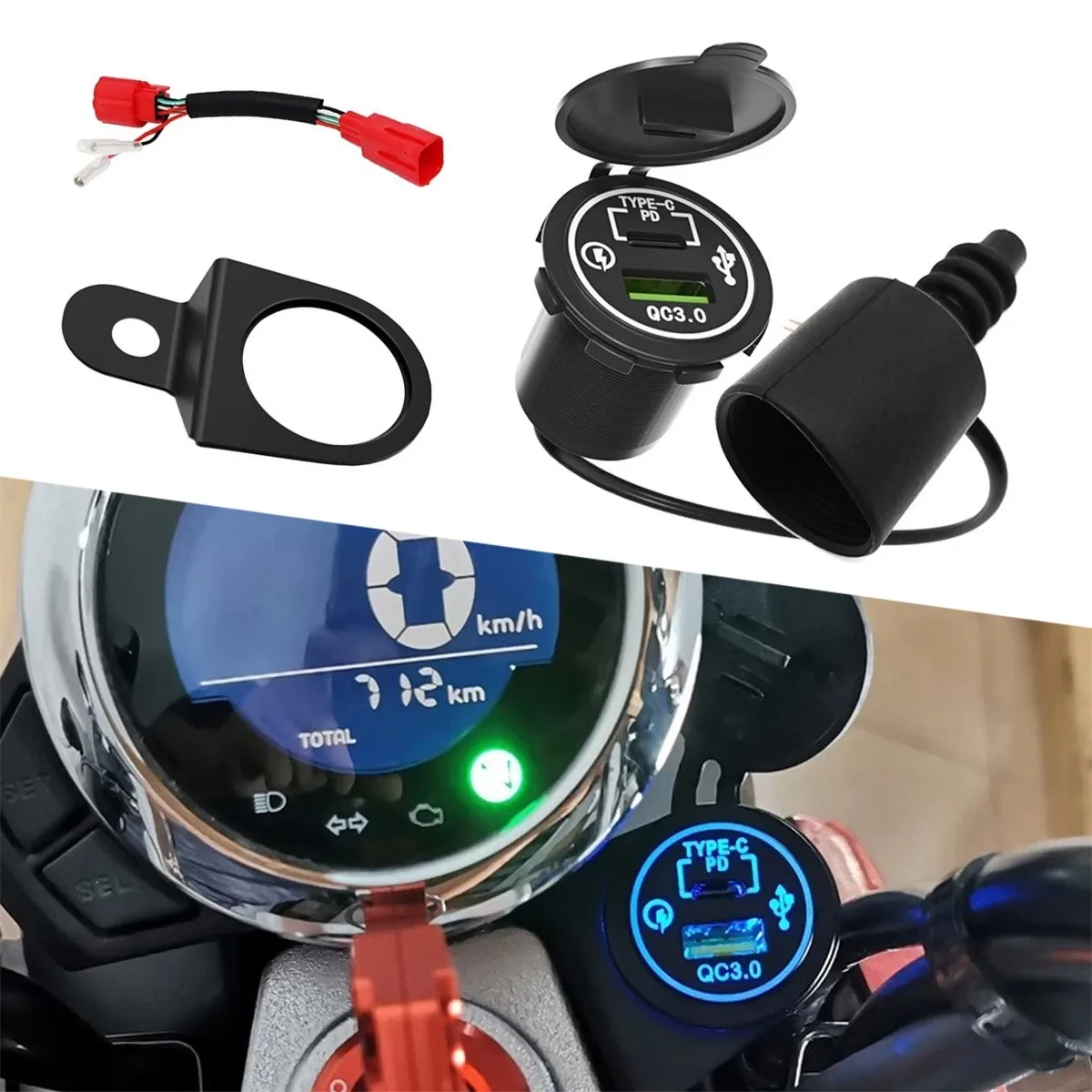 Fits Honda Monkey 125 Z125M Z125MA Fast Charger USB Type-C Port Kit ABS Parts
Fits Honda Monkey 125 Z125M Z125MA Fast Charger USB Type-C Port Kit ABS Parts