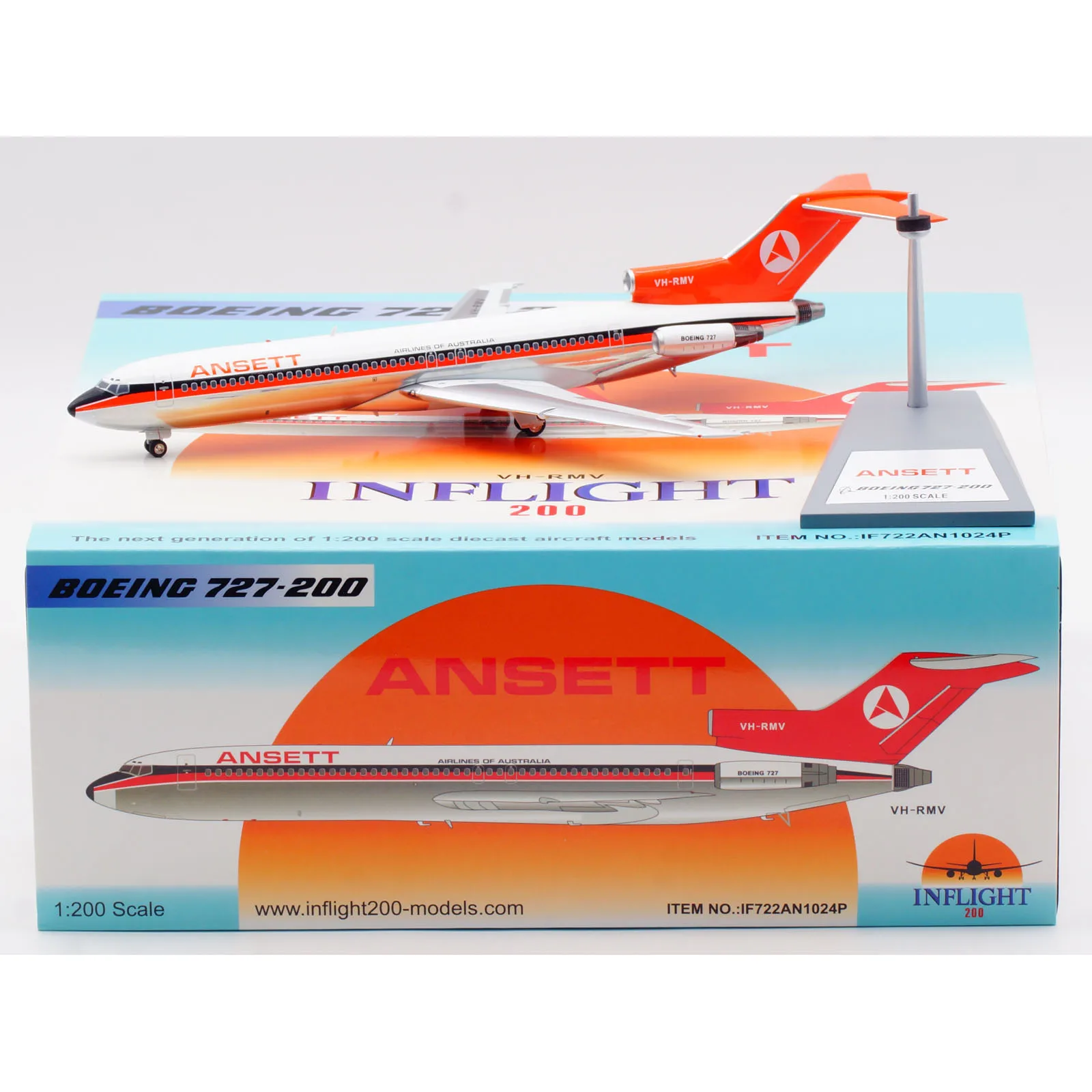 IF722AN1024P Коллекционный самолет из сплава в подарок, INFLIGHT 1:200 Ansett Airlines Boeing B727-200, литая под давлением модель самолета VH-RMV
IF722AN1024P Коллекционный самолет из сплава в подарок, INFLIGHT 1:200 Ansett Airlines Boeing B727-200, литая под давлением модель самолета VH-RMV