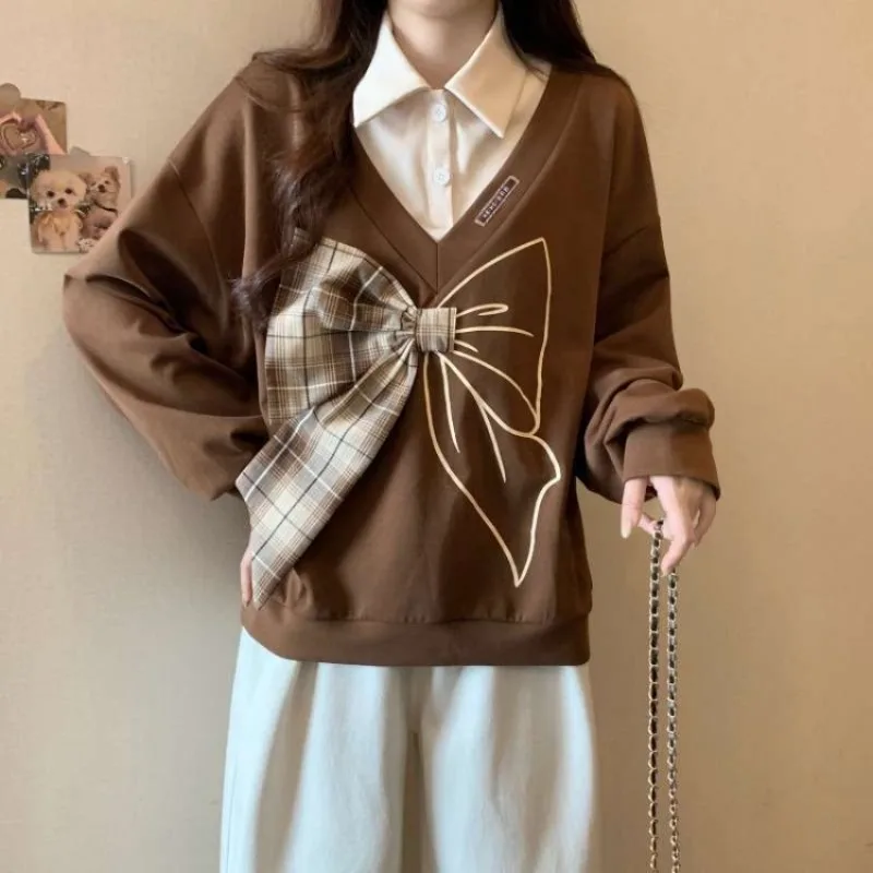 Women's Sweatshirts Two Piece Cotton Novelty Korean Fashion Sport Y2k Japanese Streetwear Essential Bow Female Pullover Top
Women's Sweatshirts Two Piece Cotton Novelty Korean Fashion Sport Y2k Japanese Streetwear Essential Bow Female Pullover Top