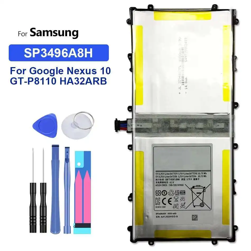 Стабильный аккумулятор 9000 мАч SP3496A8H для планшета Samsung Google Nexus 10 GT-P8110 P8110
Стабильный аккумулятор 9000 мАч SP3496A8H для планшета Samsung Google Nexus 10 GT-P8110 P8110