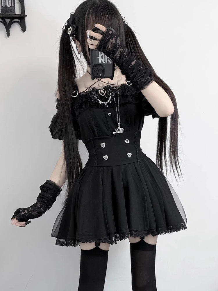 Gothic Japanese Lolita Women 2 Piece Set Lace Off Shoulder Tops + Mini Skirt Retro Female Sexy Y2k Aesthetic Design Outfits New
Gothic Japanese Lolita Women 2 Piece Set Lace Off Shoulder Tops + Mini Skirt Retro Female Sexy Y2k Aesthetic Design Outfits New