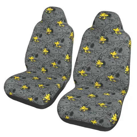 Snoopys Cartoon Dog Car Accessory Front Seat Covers for Vehicles Breathable Universal Fit Seat Covers for Car Suv Truck