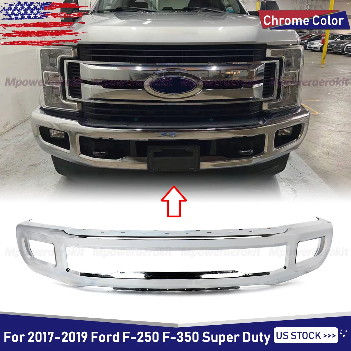 Chrome Front Bumper Assembly Replace Fit For Ford F250 F350 Super Duty 2017 2018 2019 Front Bumper Face Bar With Fog Light Hole
Chrome Front Bumper Assembly Replace Fit For Ford F250 F350 Super Duty 2017 2018 2019 Front Bumper Face Bar With Fog Light Hole
