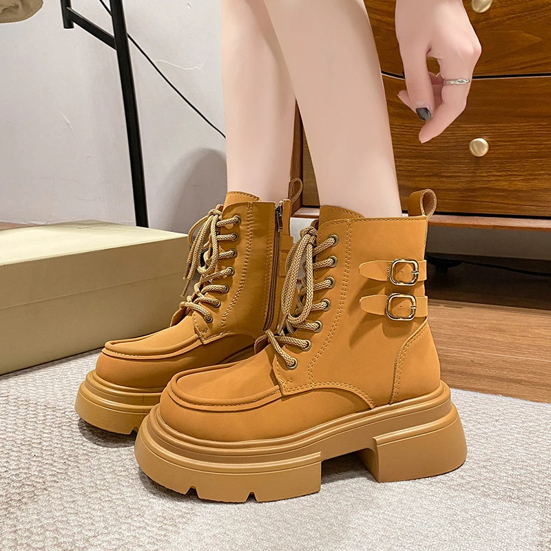 2023 Women's Shoes Ankle Women's Boots Platform Modern Boots Women Zip Round Toe Lace Up Belt Buckle Fretwork Heel Female Shoes
2023 Women's Shoes Ankle Women's Boots Platform Modern Boots Women Zip Round Toe Lace Up Belt Buckle Fretwork Heel Female Shoes