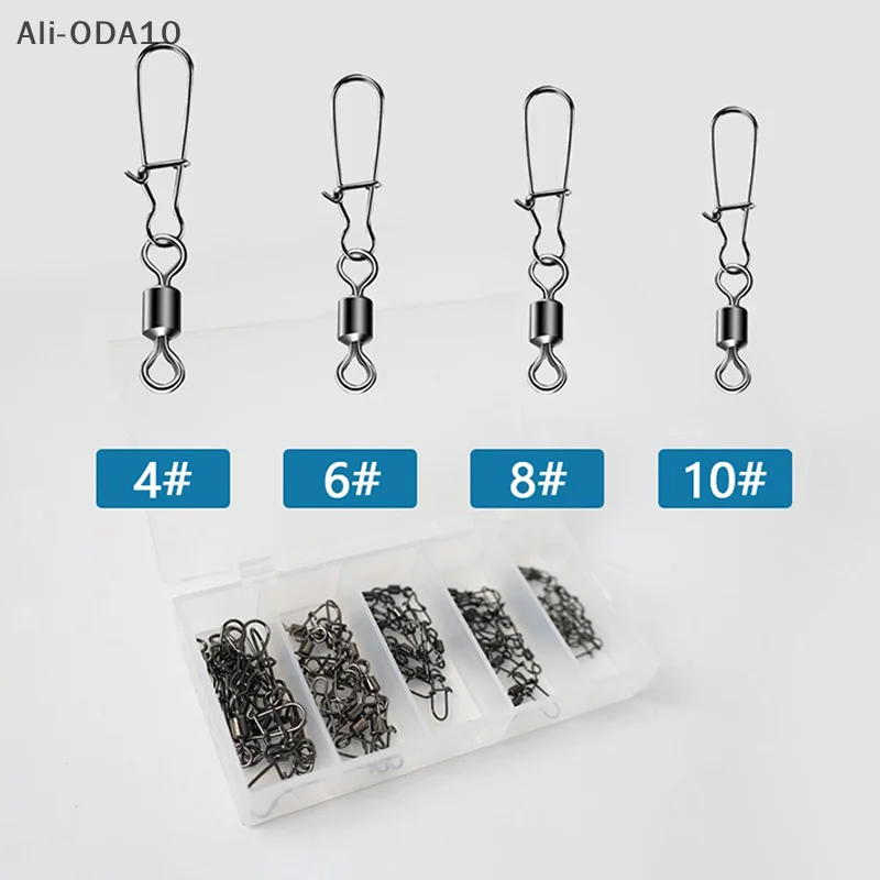 50pcs Alloy Fishing Connector Pin 2# 4# 6# 8#10# Bearing Rolling Swivel With Snap Fishhook Lure Accessories
50pcs Alloy Fishing Connector Pin 2# 4# 6# 8#10# Bearing Rolling Swivel With Snap Fishhook Lure Accessories