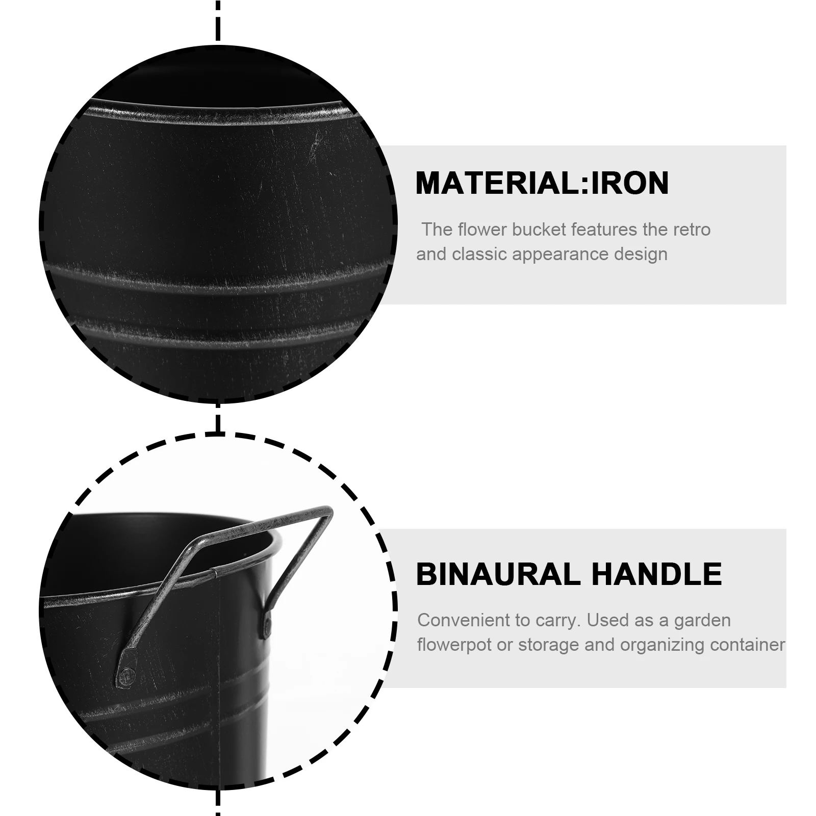Leak-proof Vase Iron Flower Bucket Black Decorative Plant Pot for Flowers Arrangement Rustic Style Display Home
Leak-proof Vase Iron Flower Bucket Black Decorative Plant Pot for Flowers Arrangement Rustic Style Display Home