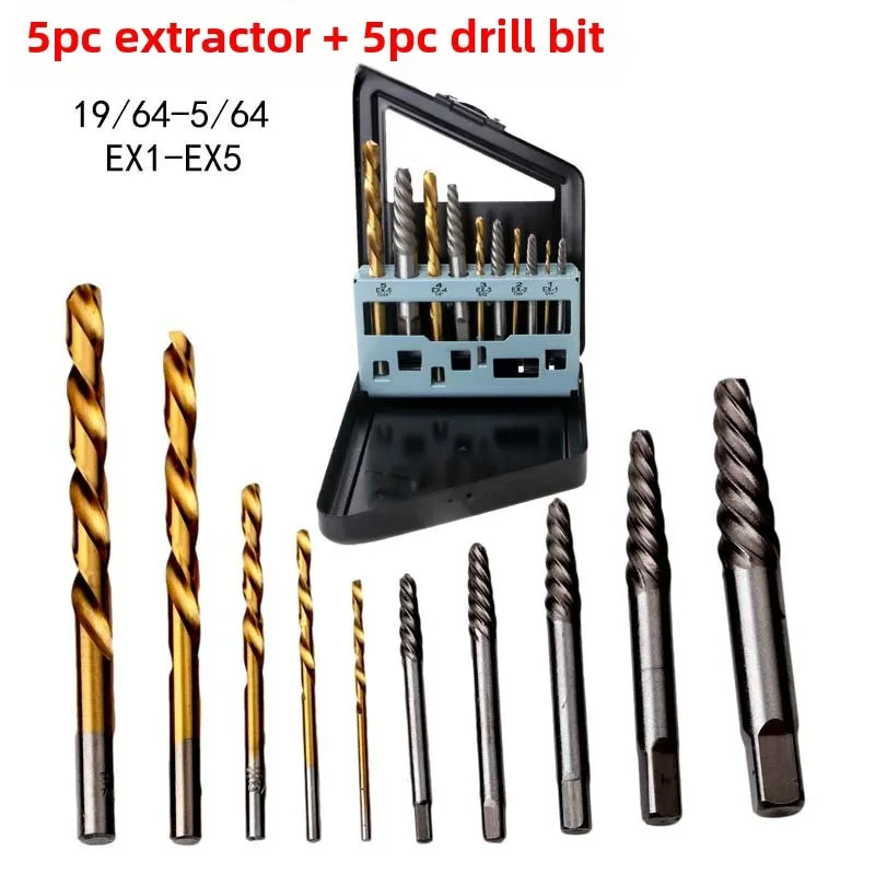BIESUO 10pcs Screw Extractor 5 Pieces Electric Drill 5 Pieces Screw Removal Hardware Tool Set Drill Bit
BIESUO 10pcs Screw Extractor 5 Pieces Electric Drill 5 Pieces Screw Removal Hardware Tool Set Drill Bit
