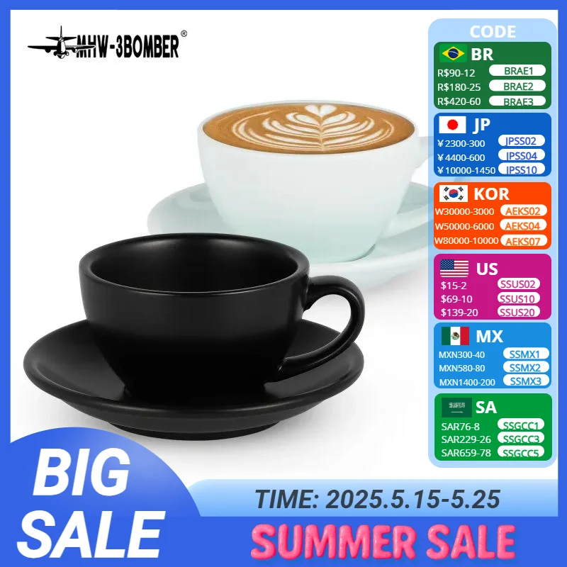 MHW 3BOMBER 280ml Latte Art Cup with Saucer Ceramic Coffee Cups Set Perfect for Coffee Drinks Cafe Mocha and Tea Barista Tools
MHW 3BOMBER 280ml Latte Art Cup with Saucer Ceramic Coffee Cups Set Perfect for Coffee Drinks Cafe Mocha and Tea Barista Tools