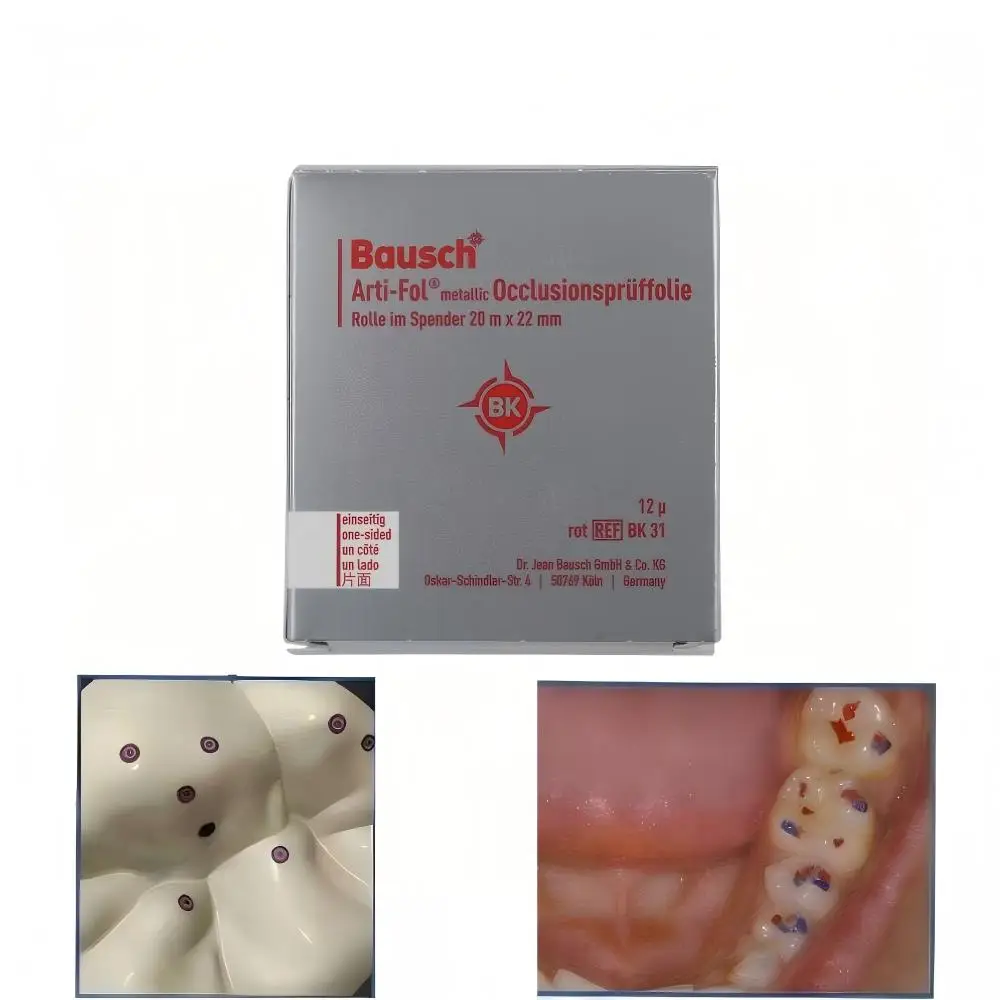 Dental Bausch Arti-Fol Metallic BK28/31/32/39 12μm Metallic Film Articulating Paper Shimstock Film Dental Materials 20 Meters
Dental Bausch Arti-Fol Metallic BK28/31/32/39 12μm Metallic Film Articulating Paper Shimstock Film Dental Materials 20 Meters