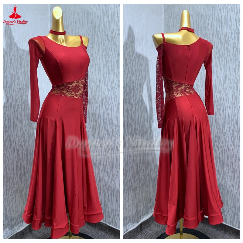 Ballroom Dance Practice Clothing Long Sleeves Wine Red Mama Suit Customized Waltz Foxtrot Tango Quickstep Professional Costume
Ballroom Dance Practice Clothing Long Sleeves Wine Red Mama Suit Customized Waltz Foxtrot Tango Quickstep Professional Costume