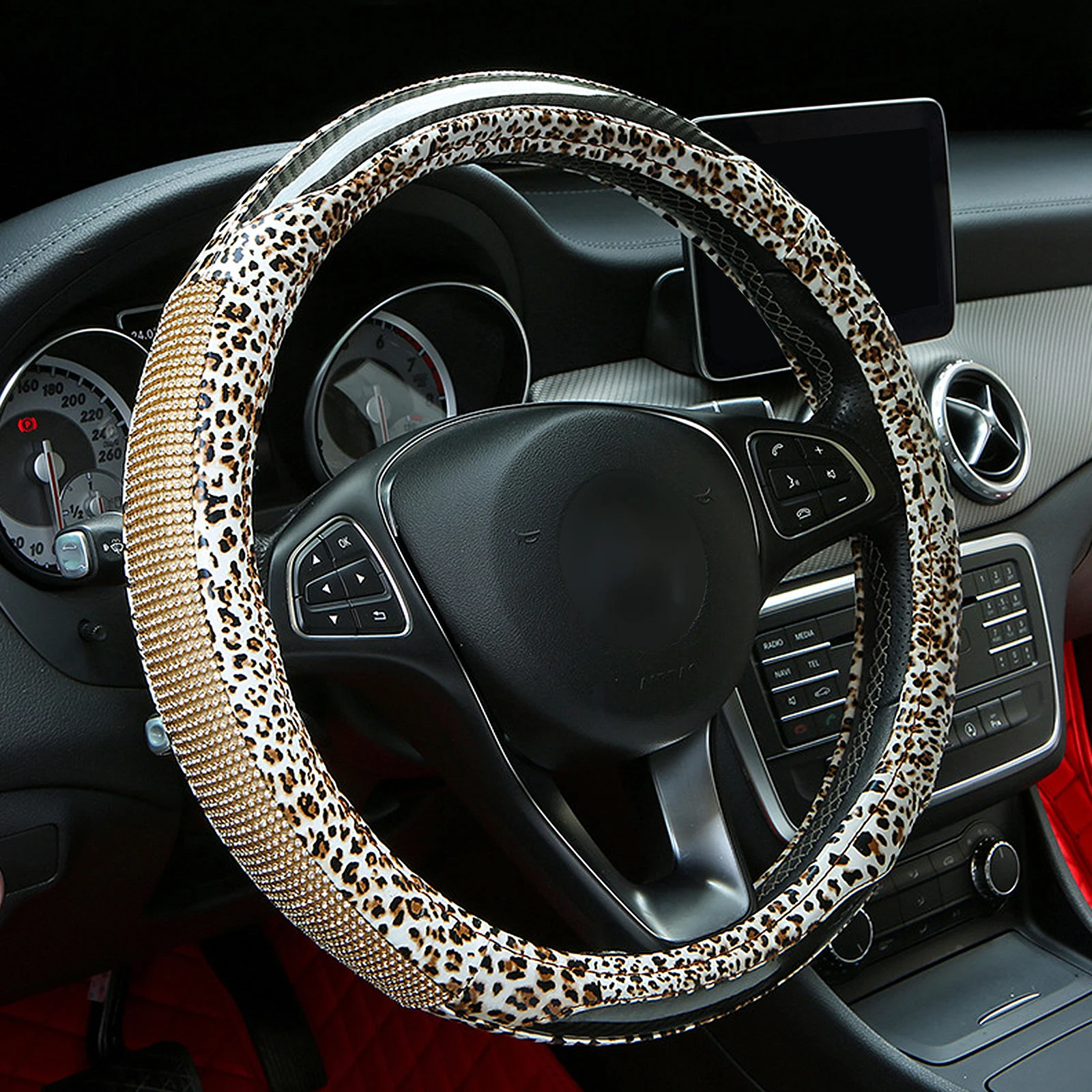 Steering Wheel Leopard Print Diamond Anti Slip Rhinestones Pu Steering Wheel Cover Pu Interior Decor Accessories
Steering Wheel Leopard Print Diamond Anti Slip Rhinestones Pu Steering Wheel Cover Pu Interior Decor Accessories